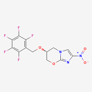 molecular formula C13H8F5N3O4 B12689287 (R)-2-Nitro-6-pentafluorophenylmethoxy-6,7-dihydro-5H-imidazo(2,1-b)(1,3)oxazine CAS No. 187235-60-5