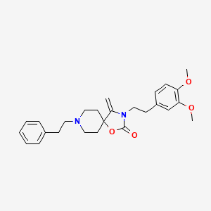 molecular formula C26H32N2O4 B12689295 1-Oxa-3,8-diazaspiro(4.5)decan-2-one, 3-(2-(3,4-dimethoxyphenyl)ethyl)-4-methylene-8-(2-phenylethyl)- CAS No. 134069-77-5