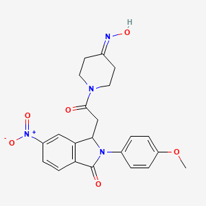 molecular formula C22H22N4O6 B12689303 4-Piperidinone, 1-((2,3-dihydro-2-(4-methoxyphenyl)-6-nitro-3-oxo-1H-isoindol-1-yl)acetyl)-, 4-oxime CAS No. 103255-63-6