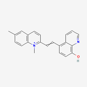 molecular formula C22H19N2O+ B12689376 5-(2-(1,6-Dimethyl-1lambda(5)-quinolin-2-yl)vinyl)-8-quinolinol CAS No. 6759-89-3