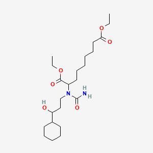 molecular formula C23H42N2O6 B12689388 Diethyl 2-((aminocarbonyl)(3-cyclohexyl-3-hydroxypropyl)amino)nonanedioate CAS No. 72814-26-7