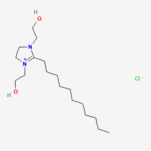 molecular formula C18H37ClN2O2 B12689413 4,5-Dihydro-1,3-bis(2-hydroxyethyl)-2-undecyl-1H-imidazolium chloride CAS No. 93762-28-8