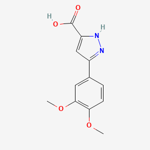 molecular formula C12H12N2O4 B1268943 5-(3,4-Dimethoxy-phenyl)-2H-pyrazole-3-carboxylic acid CAS No. 909857-88-1