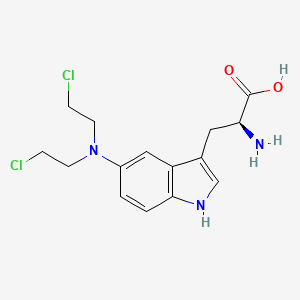 molecular formula C15H19Cl2N3O2 B12689444 L-Tryptophan, 5-(bis(2-chloroethyl)amino)- CAS No. 13083-65-3