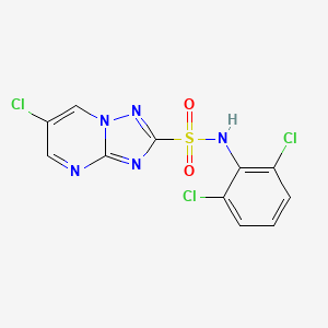molecular formula C11H6Cl3N5O2S B12689446 (1,2,4)Triazolo(1,5-a)pyrimidine-2-sulfonamide, 6-chloro-N-(2,6-dichlorophenyl)- CAS No. 98967-02-3