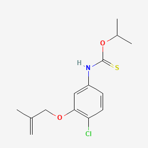 molecular formula C14H18ClNO2S B12689453 Carbamothioic acid, (4-chloro-3-((2-methyl-2-propenyl)oxy)phenyl)-, O-(1-methylethyl) ester CAS No. 165550-00-5