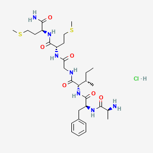 molecular formula C30H50ClN7O6S2 B12689460 L-Methioninamide, L-alanyl-L-phenylalanyl-L-isoleucylglycyl-L-methionyl-, monohydrochloride CAS No. 2807-80-9