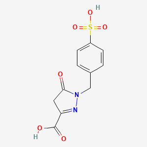 molecular formula C11H10N2O6S B12689476 4,5-Dihydro-5-oxo-1-((4-sulphophenyl)methyl)-1H-pyrazole-3-carboxylic acid CAS No. 71849-96-2