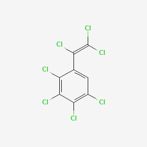 molecular formula C8HCl7 B12689499 Benzene, 1,2,3,4-tetrachloro-5-(trichloroethenyl)- CAS No. 89939-09-3