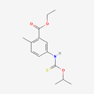molecular formula C14H19NO3S B12689572 Benzoic acid, 2-methyl-5-(((1-methylethoxy)thioxomethyl)amino)-, ethyl ester CAS No. 135813-26-2