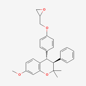 molecular formula C27H28O4 B12689602 2H-1-Benzopyran, 3,4-dihydro-7-methoxy-2,2-dimethyl-4-(4-(oxiranylmethoxy)phenyl)-3-phenyl-, trans- CAS No. 111038-47-2