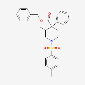 molecular formula C27H29NO4S B12689674 Benzyl 3-methyl-4-phenyl-1-(p-tolylsulphonyl)piperidine-4-carboxylate CAS No. 83898-25-3
