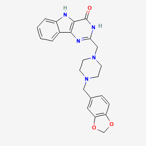 molecular formula C23H23N5O3 B12689710 4H-Pyrimido(5,4-b)indol-4-one, 2-((4-(1,3-benzodioxol-5-ylmethyl)-1-piperazinyl)methyl)-1,5-dihydro- CAS No. 239093-24-4