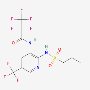 molecular formula C12H11F8N3O3S B12689741 Propanamide, 2,2,3,3,3-pentafluoro-N-(2-((propylsulfonyl)amino)-5-(trifluoromethyl)-3-pyridinyl)- CAS No. 141283-66-1
