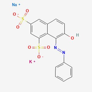molecular formula C16H10KN2NaO7S2 B12690237 Potassium sodium 7-hydroxy-8-(phenylazo)naphthalene-1,3-disulphonate CAS No. 83232-33-1