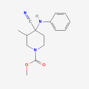 molecular formula C15H19N3O2 B12690256 Methyl 4-cyano-3-methyl-4-(phenylamino)piperidine-1-carboxylate CAS No. 84145-24-4