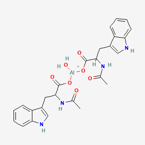 molecular formula C26H28AlN4O7 B12691035 Bis(N-acetyl-DL-tryptophanato-ON,Oalpha)hydroxyaluminium CAS No. 94482-38-9