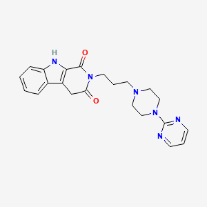 molecular formula C22H24N6O2 B12691102 1H-Pyrido(3,4-b)indole-1,3(2H)-dione, 4,9-dihydro-2-(3-(4-(2-pyrimidinyl)-1-piperazinyl)propyl)- CAS No. 184691-45-0