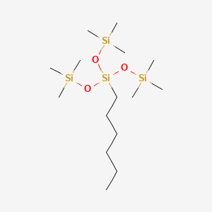 molecular formula C15H40O3Si4 B12691291 3-Hexyl-1,1,1,5,5,5-hexamethyl-3-[(trimethylsilyl)oxy]trisiloxane CAS No. 60111-48-0