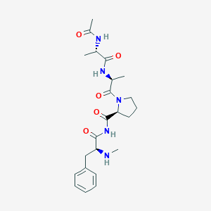 molecular formula C23H33N5O5 B126913 Acetyl-alanyl-alanyl-prolyl-(N-methyl)phenylalaninamide CAS No. 151657-05-5