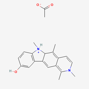 molecular formula C21H24N2O3 B12691305 9-Hydroxy-1,2,5,6-tetramethyl-6H-pyrido(4,3-b)carbazolium acetate CAS No. 93841-59-9