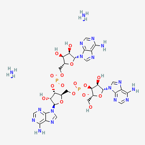 molecular formula C30H43N17O16P2 B12691332 Adenosine, adenylyl-(3'.5')-adenylyl-(3'.5')-, diammonium salt CAS No. 94349-56-1