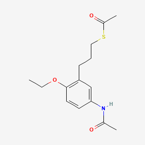molecular formula C15H21NO3S B12691422 Ethanethioic acid, S-(3-(5-(acetylamino)-2-ethoxyphenyl)propyl) ester CAS No. 90060-70-1