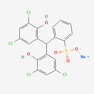 molecular formula C19H11Cl4NaO5S B12691442 Sodium o-(bis(3,5-dichloro-2-hydroxyphenyl)methyl)benzenesulphonate CAS No. 25942-40-9
