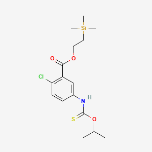 molecular formula C16H24ClNO3SSi B12691464 Benzoic acid, 2-chloro-5-(((1-methylethoxy)thioxomethyl)amino)-, 2-(trimethylsilyl)ethyl ester CAS No. 135813-18-2