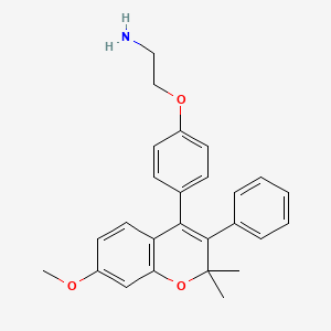 molecular formula C26H27NO3 B12691487 Ethanamine, 2-(4-(7-methoxy-2,2-dimethyl-3-phenyl-2H-1-benzopyran-4-yl)phenoxy)-, hydrochloride CAS No. 123886-65-7