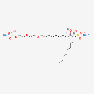 molecular formula C22H44Na2O10S2 B12691507 Disodium 10-hydroxy-18-(2-(2-(sulphonatooxy)ethoxy)ethoxy)octadecane-9-sulphonate CAS No. 85153-73-7