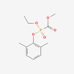 molecular formula C12H17O5P B12691515 Phosphinecarboxylic acid, (2,6-dimethylphenoxy)ethoxy-, methyl ester, oxide CAS No. 72304-87-1