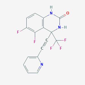 molecular formula C16H8F5N3O B12691545 2(1H)-Quinazolinone, 5,6-difluoro-3,4-dihydro-4-(2-pyridinylethynyl)-4-(trifluoromethyl)- CAS No. 214287-73-7
