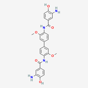 molecular formula C28H26N4O6 B12691604 N,N'-(3,3'-Dimethoxy(1,1'-biphenyl)-4,4'-diyl)bis(3-amino-4-hydroxybenzamide) CAS No. 85650-63-1