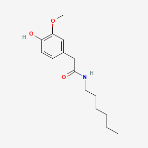molecular formula C15H23NO3 B12691629 Benzeneacetamide, N-hexyl-4-hydroxy-3-methoxy- CAS No. 150988-93-5