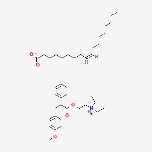 molecular formula C40H63NO5 B12691700 Diethyl[2-[3-(p-methoxyphenyl)-2-phenylpropionyloxy]ethyl]ammonium oleate CAS No. 93856-89-4