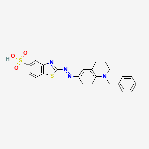 molecular formula C23H22N4O3S2 B12691907 2-((4-(Benzylethylamino)-m-tolyl)azo)-benzothiazole-5-sulphonic acid CAS No. 97043-67-9