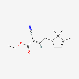 molecular formula C15H21NO2 B12691947 Ethyl 2-cyano-4-(2,2,3-trimethyl-3-cyclopenten-1-yl)-2-butenoate CAS No. 79569-97-4