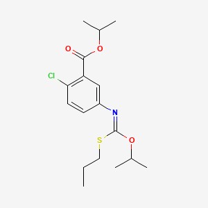 molecular formula C17H24ClNO3S B12692072 Benzoic acid, 2-chloro-5-(((1-methylethoxy)(propylthio)methylene)amino)-, 1-methylethyl ester CAS No. 135812-50-9