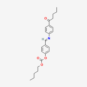 molecular formula C24H29NO4 B12692090 Carbonic acid, 4-(((4-(1-oxopentyl)phenyl)imino)methyl)phenyl pentyl ester CAS No. 50261-99-9