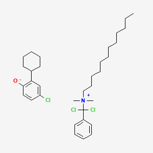 molecular formula C33H50Cl3NO B12692118 4-chloro-2-cyclohexylphenolate;[dichloro(phenyl)methyl]-dodecyl-dimethylazanium CAS No. 85940-45-0