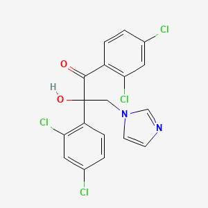 molecular formula C18H12Cl4N2O2 B12692121 1-Propanone, 1,2-bis(2,4-dichlorophenyl)-2-hydroxy-3-(1H-imidazol-1-yl)- CAS No. 94171-12-7