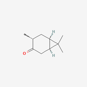 molecular formula C10H16O B12692135 (1alpha,4alpha,6alpha)-4,7,7-Trimethylbicyclo(4.1.0)heptan-3-one CAS No. 43124-60-3