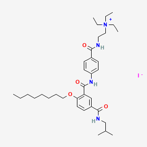 molecular formula C35H55IN4O4 B12692161 Ammonium, (2-(p-(5-(isobutylcarbamoyl)-2-octyloxybenzamido)benzamido)ethyl)triethyl-, iodide CAS No. 89366-89-2