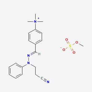 molecular formula C20H26N4O4S B12692168 4-(((2-Cyanoethyl)phenylhydrazono)methyl)-N,N,N-trimethylaniliniummethyl sulphate CAS No. 81173-67-3