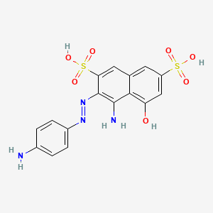 molecular formula C16H14N4O7S2 B12692173 4-Amino-3-((4-aminophenyl)azo)-5-hydroxynaphthalene-2,7-disulphonic acid CAS No. 85204-15-5
