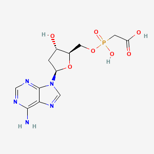 molecular formula C12H16N5O7P B12692185 ((5-(6-Amino-purin-9-yl)-3-hydroxy-tetrahydro-furan-2-ylmethoxy)-hydroxy-phosphoryl)-acetic acid CAS No. 117627-23-3