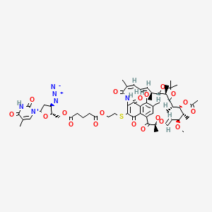 molecular formula C57H70N6O19S B12692191 3-(O-5''-(3''-azido-3''-deoxythymidine)2'-glutaryloxyethylthio)21,23-O,O-isopropylidene-rifamycin S CAS No. 191153-02-3