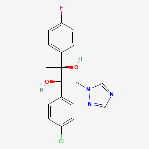 molecular formula C18H17ClFN3O2 B12692218 2,3-Butanediol, 2-(4-chlorophenyl)-3-(4-fluorophenyl)-1-(1H-1,2,4-triazol-1-yl)-, (2R,3S)- CAS No. 107679-99-2