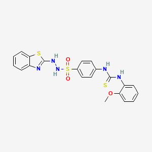 molecular formula C21H19N5O3S3 B12692256 Benzenesulfonic acid, 4-((((2-methoxyphenyl)amino)thioxomethyl)amino)-, 2-(2-benzothiazolyl)hydrazide CAS No. 116854-88-7